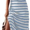 Saonta  Summer Dress Casual Womens Fashion Short Sleeve Maxi Dress T Shirt Dress Striped Long Color Block Maxi Dress