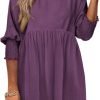 Saonta  Womens Summer Tunic Dress Casual Loose Short Sleeve Crew Neck Flowy Swing Mini Shift Dresses