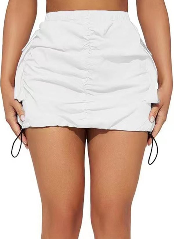 Womens Saonta  Skirt Y2k High Waisted Pencil Mini Skirts for Women Sexy Trendy Short Side Drawstring Ruched Bodycon Cute Skirts