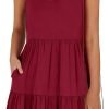 Saonta  Womens Summer Casual Tank Dress Sleeveless V Neck T Shirt Sundress Flowy Tiered Swing Mini Beach Vacation Dresses