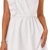 Saonta Women's Summer One Shoulder Ruffle Dress 2024 Boho Sleeveless Elastic High Waist Swing Mini Dresses