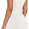 Saonta  Women's Summer Sleeveless Boat Neck Mini Dress Slim Fit Party Club Bodycon Dresses