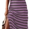 Saonta  Summer Dress Casual Womens Fashion Short Sleeve Maxi Dress T Shirt Dress Striped Long Color Block Maxi Dress