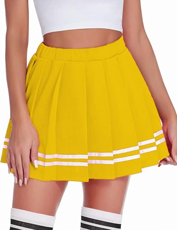 Saonta  Womens Pleated Skirt School Uniform Skirt Mini Skirt Pleated Cheer Skirt