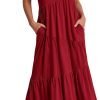 Saonta  Women Summer Maxi Dress Short Sleeve Swing Casual Asymmetric Tiered Vacation Long Beach Sundress Outfits