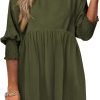 Saonta  Womens Summer Tunic Dress Casual Loose Short Sleeve Crew Neck Flowy Swing Mini Shift Dresses