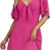 Saonta  Womens Dresses 2024 Spring Summer Deep V Neck Elegant Bow tie Mini Dress S-XL