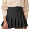 Saonta  Womens Girl High Waisted Pleated Tennis Skirt School A-Line Skater Skirts with Lining Shorts