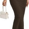 Saonta  Women's Texture Bodycon Maxi Skirt High Waist Pencil Long Skirts