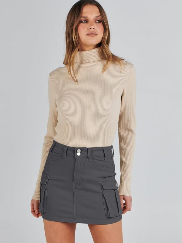 Saonta  Saonta  Skirt Women Button Mini Skirt with Pocket Y2k Bodycon 2024 Trendy Denim Jean Short Skirts