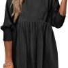 Saonta  Womens Summer Tunic Dress Casual Loose Short Sleeve Crew Neck Flowy Swing Mini Shift Dresses