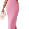 Saonta Womens Summer Casual Square Neck Bodycon Midi Dresses 2024 Spring Sleeveless Side Slit Knit Beach Vacation Long Dress
