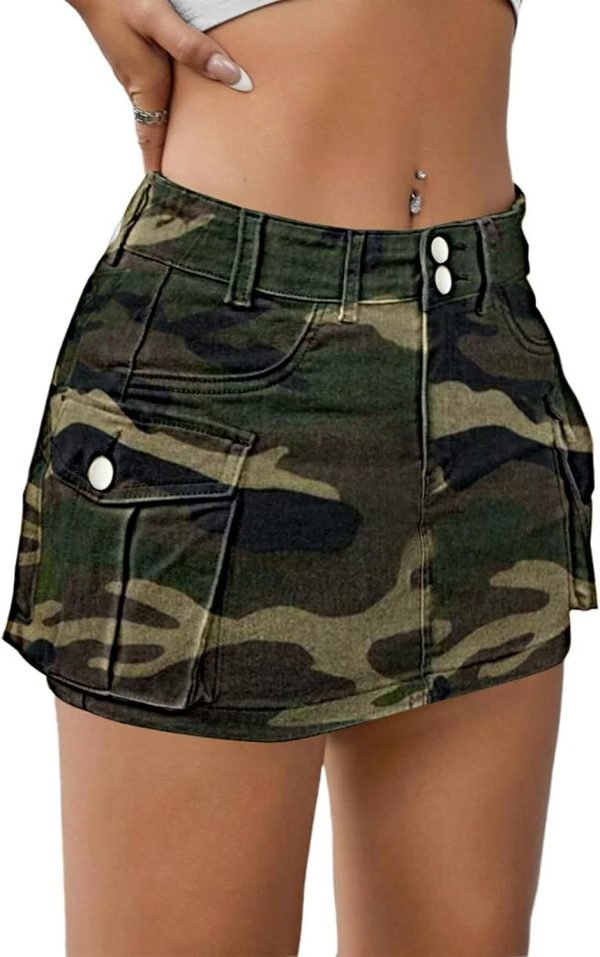 Low Waist Saonta  Skirt Women Button Mini Saonta  Denim Skirt with Pocket Mini Skirt