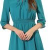 Saonta  K Women's Autumn Wedding Guest Dresses Ruffle Hem 3/4 Sleeve A-Line Smocked Short Chiffon Dress