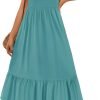 Saonta Women's 2024 Summer Sleeveless Dress Square Neck Pleated Swing Casual Maxi Dresses with Pockets