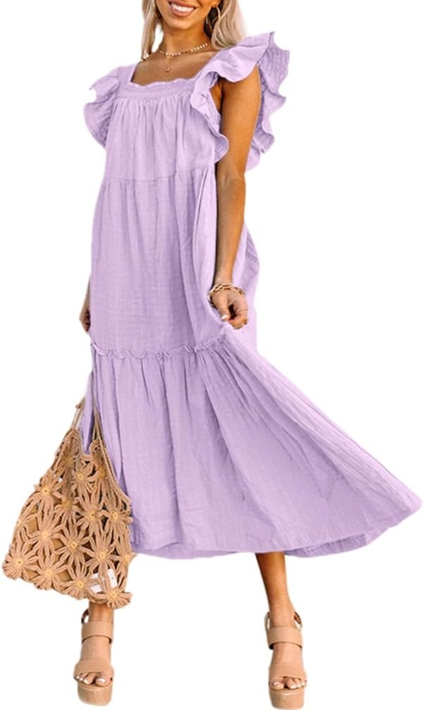 Saonta  Women's 2024 Spring Summer Square Collar Dress Off Shoulder Style Elegant Ruffle Hemline Skirt Mini Dresses S-XL