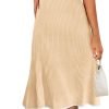 Saonta  Women's V Neck Ribbed Knit Midi Dress Short Sleeve Button Elegant Bodycon Sweater Dresses
