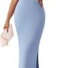 Saonta Womens Summer Casual Square Neck Bodycon Midi Dresses 2024 Spring Sleeveless Side Slit Knit Beach Vacation Long Dress