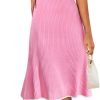 Saonta  Women's V Neck Ribbed Knit Midi Dress Short Sleeve Button Elegant Bodycon Sweater Dresses