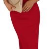 Saonta  Womens Summer Bodycon Long Dresses Strapless Tube Twist Knot Front Ribbed Knit Elegant Maxi Dress With Slit