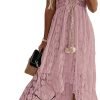 Saonta  Women's Maxi Dress Lace Dresses Boho Tassel V-Neck Flare Ruffle Adjustable Straps Beach Summer Long Dress