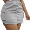 Womens Saonta  Skirt Y2k High Waisted Pencil Mini Skirts for Women Sexy Trendy Short Side Drawstring Ruched Bodycon Cute Skirts