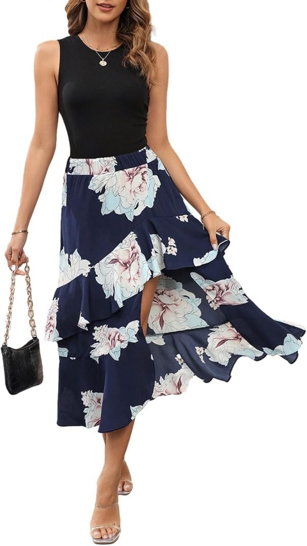 Saonta  Women's Summer 2024 Maxi Dress Spaghetti Strap Spring Casual Boho Split Beach Long Flowy Dresses Trendy