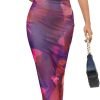 Saonta  Women's Summer Bodycon Tie Dye Dress Sleeveless Crew Neck Mesh Cocktail Party Maxi Dresses