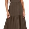 Saonta  Women's Summer Casual Long Maxi Beach Vacation Dresses Sleeveless Square Neck Flowy Tiered Sun Dress with Pockets