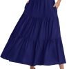 Saonta  Women??s Summer Boho Elastic Waist A-Line Beach Flowy Swing Ruffle Hem Tiered Maxi Skirt with Pockets