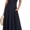 Saonta  Women Summer Casual Sleeveless Maxi Sundress Button Fit & Flare A-Line Flowy Long Dresses 2024 Beach Outfits