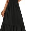 Saonta Women's 2024 Summer Sleeveless Dress Square Neck Pleated Swing Casual Maxi Dresses with Pockets