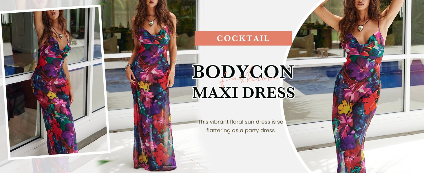 wedding guest dresses for women 2024 spaghetti strap dresses for women summer floral maxi dress