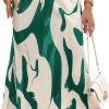 Saonta  Women's High Waist Graphic Print A Line Pleated Long Skirt