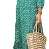 Saonta  Womens Loose Fit Casual Summer V Neck Half Sleeve Bohemian Geometric Pattern Maxi Long Dresses