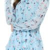 Saonta  K Women's Ruffled Floral Smocked Waist Layered Tiered Chiffon Dress