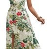 Saonta  Women's 2024 Summer Casual Boho Sundress Polka Dot Spaghetti Strap V Neck Flowy Midi Dresses