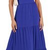 Saonta  Women's Summer Casual Long Maxi Beach Vacation Dresses Sleeveless Square Neck Flowy Tiered Sun Dress with Pockets