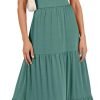 Saonta  Women's Summer Casual Long Maxi Beach Vacation Dresses Sleeveless Square Neck Flowy Tiered Sun Dress with Pockets
