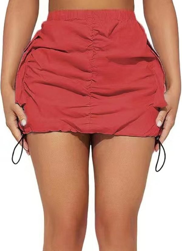 Womens Saonta  Skirt Y2k High Waisted Pencil Mini Skirts for Women Sexy Trendy Short Side Drawstring Ruched Bodycon Cute Skirts
