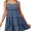 Women's Summer Mini Dress Sleeveless Boho Spaghetti Strap Dresses Casual Flowy A Line Cami Dress S-XXL