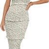 Saonta  Womens Floral Summer One Shoulder Strappy Tiered Ruffle Midi Bodycon Dresses