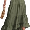 Saonta  Women Summer Maxi Skirt Elastic High Waist Flowy Boho Casual Tiered Aline Long Beach Skirts 2024 Trendy Outfits
