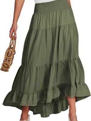 714xNheaaQL._AC_SL1500 Saonta Women Summer Maxi Skirt Elastic High Waist Flowy Boho Casual Tiered Aline Long Beach Skirts 2024 Trendy Outfits