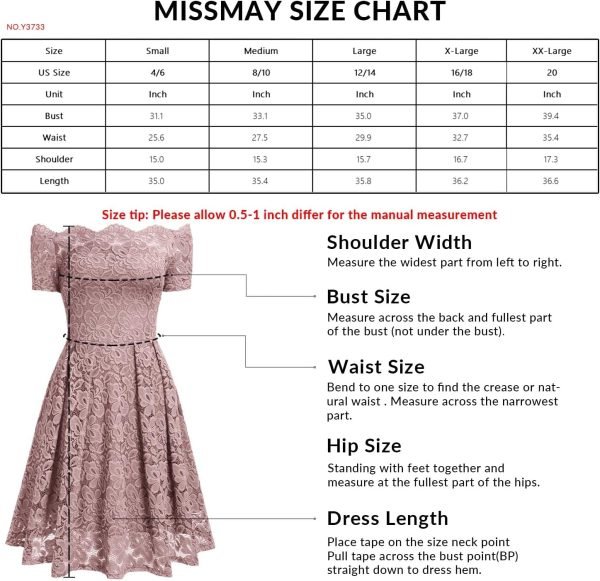 Saonta  Women's Vintage Floral Lace Short Sleeve Boat Neck Cocktail Party Swing Dress