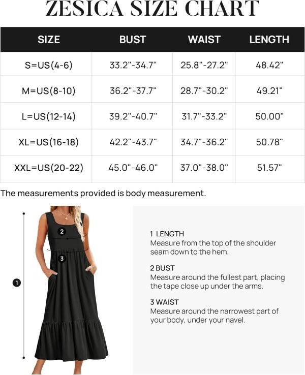 Saonta Women's 2024 Summer Sleeveless Dress Square Neck Pleated Swing Casual Maxi Dresses with Pockets
