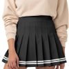 Saonta  Womens Girl High Waisted Pleated Tennis Skirt School A-Line Skater Skirts with Lining Shorts