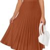 Saonta Women's Casual Striped Midi Dress Crewneck Short Sleeve Button Ribbed Knit Swing Pleated A Line Dresses
