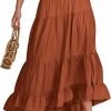 Saonta  Women Summer Maxi Skirt Elastic High Waist Flowy Boho Casual Tiered Aline Long Beach Skirts 2024 Trendy Outfits