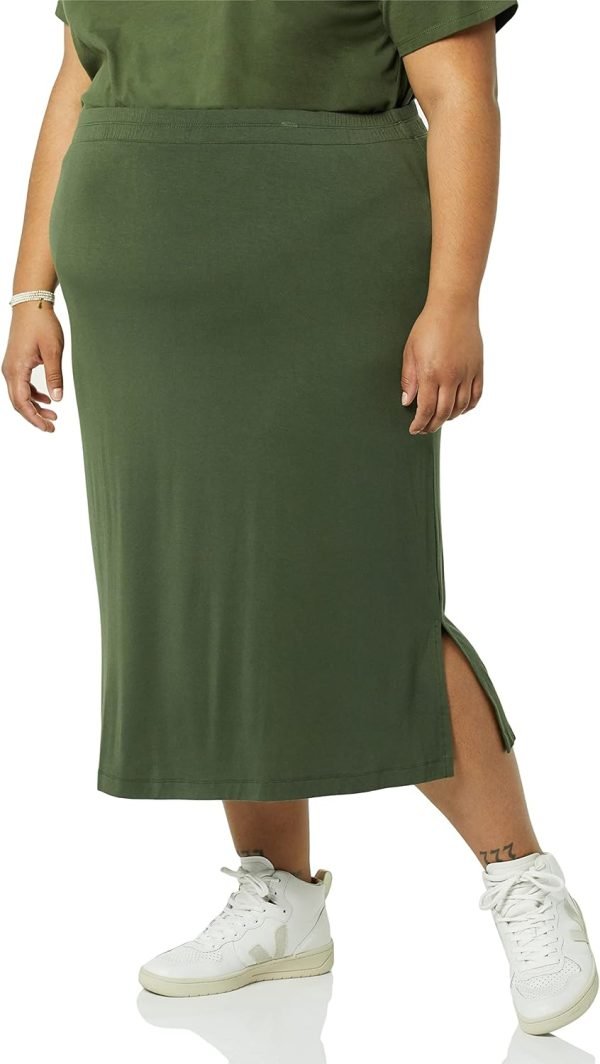 Saonta  Women's Pull-On Knit Midi Skirt (Available in Plus Size)